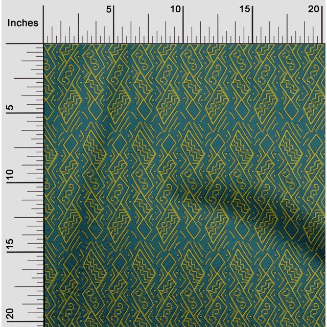 oneOone Viscose Chiffon Fabric Swirl & Geometric Block Print Fabric By The Yard 42 Inch Wide