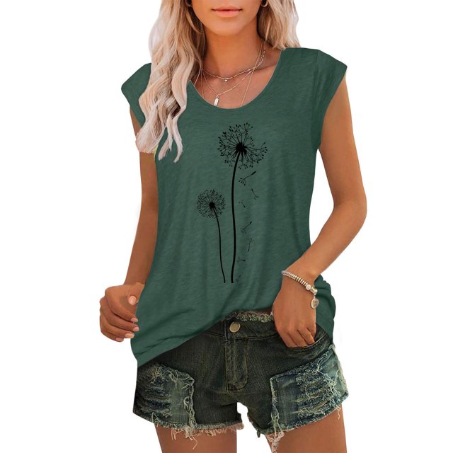 Womens Cap Sleeve Tops Summer Tank Top Casual Basic Tees Shirts Loose Blouses