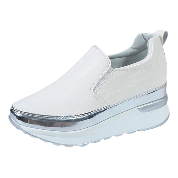 Womens Fashion Casual Platform Wedges Slip On Loafers Shoes High Heels Sneakers
