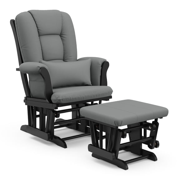 Storkcraft Tuscany Glider and Ottoman, Black with Gray