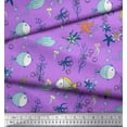 thumbnail image 3 of Soimoi Tissu Poly Georgette Poisson, Corail & Étoile de Mer Imprimé Océan 1 Yard 52 Pouces de Large, 3 of 3