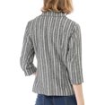 thumbnail image 3 of INSPIRE CHIC Blazer à Rayures pour Femme Manches 3/4 Décontracté Ouvert à l'Avant Revers Cranté Blazer L Gris Foncé, 3 of 6