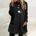 thumbnail image 1 of Blouses pour Femmes Col Rond et Hiver Ample Imprimé Poche Chaud Manches Longues Blouse Hauts Chandail pour Femmes en Liquidation, 1 of 4