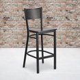 thumbnail image 4 of HERCULES Series Black Grid Back Metal Restaurant Barstool - Walnut Wood Seat, 4 of 6