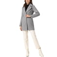 thumbnail image 3 of INSPIRE CHIC Women's Shawl Collar Single Breasted Mid-Thigh Winter Overcoat L Grey, 3 of 7