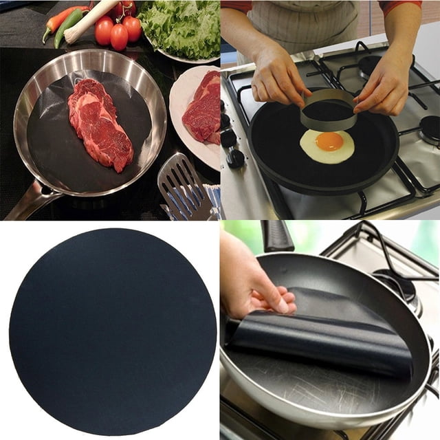 Oleegame 1PC Stick Pan Pan Liner High Temperature Frying Non Kitchen,Dining Bar Black