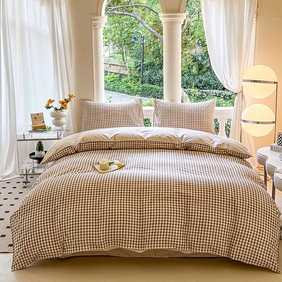 weibbin 150*200cm 4-Piece Bed Sheet Set - Small Plaid Luxury Hotel Quality Bedding, Stain & Wrinkle Resistant, Breathable Cooling Bed Sheets