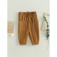 thumbnail image 3 of Faithtur Toddler Boys Casual Sports Pants Solid Color Drawstring Button Cargo Pants with Pockets, 3 of 8