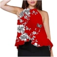 thumbnail image 2 of Weiqiqre Womens Summer Outfits Adjustable Tie Neckline Ruffle Hem Sleeveless Flowy Halter Tops, 2 of 6