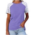thumbnail image 1 of FAIWAD Hauts Grande Taille pour Femmes Blouse d'Été à Imprimé Rayé Manches Courtes Col Rond T-Shirts Tuniques Décontractées Tee, 1 of 3