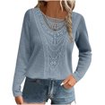 thumbnail image 1 of Hauts Décontractés Amples Liquidation Femmes Tuniques en Tricot Hauts de Printemps Chandails à Manches Longues Blouse à Col Rond en Dentelle Crochet Tenues Décontractées Mode 2025 Tenues Confortables et Tendance Nouveau Bleu TTG, 1 of 7