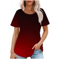 thumbnail image 1 of Plebaso Hauts pour Femmes Été Manches Courtes Col Rond Tunique Chic Ample Mode Blouses à Dégradé de Couleurs, 1 of 7