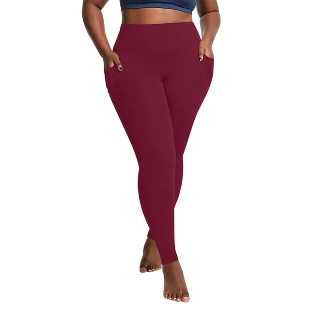 Timegard Plus Size Pants for Women Fall Winter Thick Stretch Yoga Pants Solid Color Leggings with Pockets