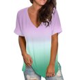 thumbnail image 2 of B91xZ Hauts pour Femmes 2024 Col Rond Manches Courtes Pull-Over, Vert S, 2 of 2