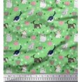thumbnail image 1 of Soimoi Polyester Crepe Fabric Heart,Footprint & Cat Animal Print Fabric by Yard 42 Inch Wide, 1 of 3
