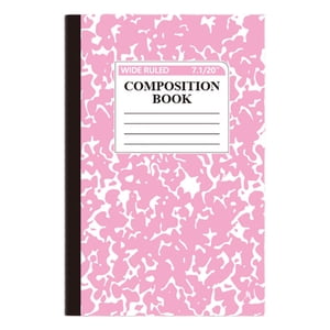 Carnet de composition à larges règles, Couverture en marbre, 100 Pages, 1 Compte, fournitures de bureau pour adolescents & Adultes, A5,rose