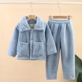 thumbnail image 3 of Birdeem Childrens Flannel Sleepwear Set Long Pants Thickened Home Clothes Set, 3 of 6