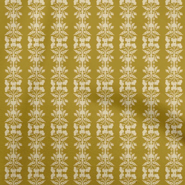 oneOone Cotton Flex Dark Mustard Fabric Asian Block Print Sewing Material Print Fabric By The Yard 40 Inch Wide