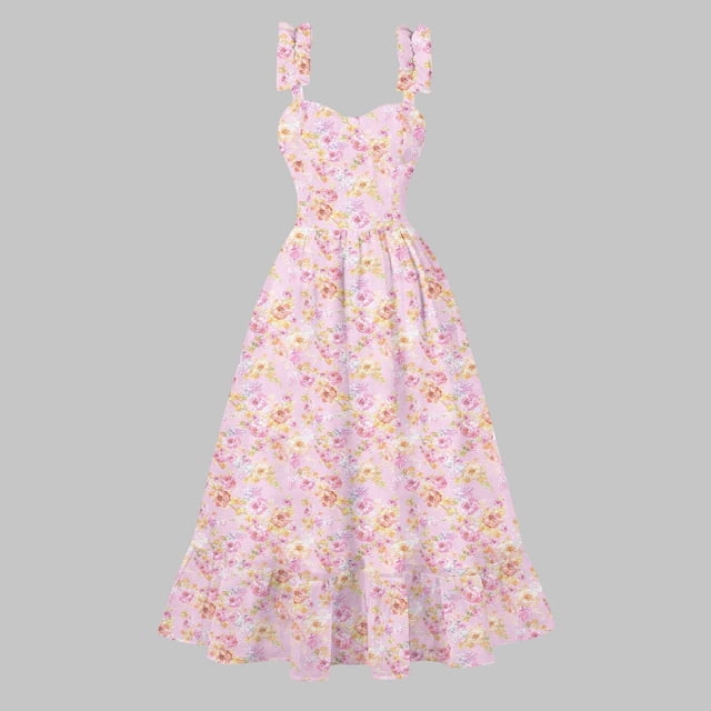 Ovzne Robes d'Été pour Femmes Robe d'Été Décontractée pour Femmes Imprimée d'Été Grand Ourlet Sans Manches Robe à Col en V Robe Grande Taille Imprimée Liquidation