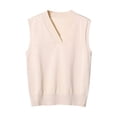 thumbnail image 1 of MeetoTime Chandail Sans Manches pour Femme, Col en V, Basique, Uniforme, Tricot, Camisole Tricotée, 1 of 7