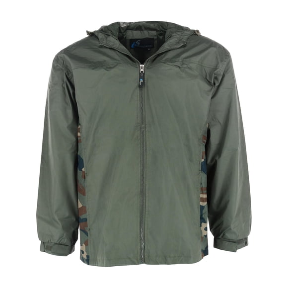I5 Apparel Hooded Windbreaker Rain Jacket with Camo Side Panel (Men's)