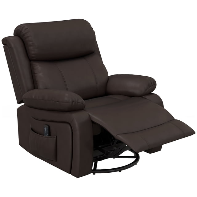 CoSoTower PU Leather Reclining Chair with Vibration Massage Recliner, Swivel Base, Rocking Function, Remote Control, Brown