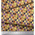 thumbnail image 2 of Soimoi Modal Satin Fabric Check & Brush Stroke Abstract Print Fabric by The Yard 42 Inch Wide, 2 of 3