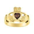 thumbnail image 1 of RYLOS Rings Gold Plated Silver Claddah Love, Loyalty & Friendship Heart 6MM Gem Irish Wedding Band Claddagh Rings June Smoky Quartz Jewelry Size 11, 1 of 6