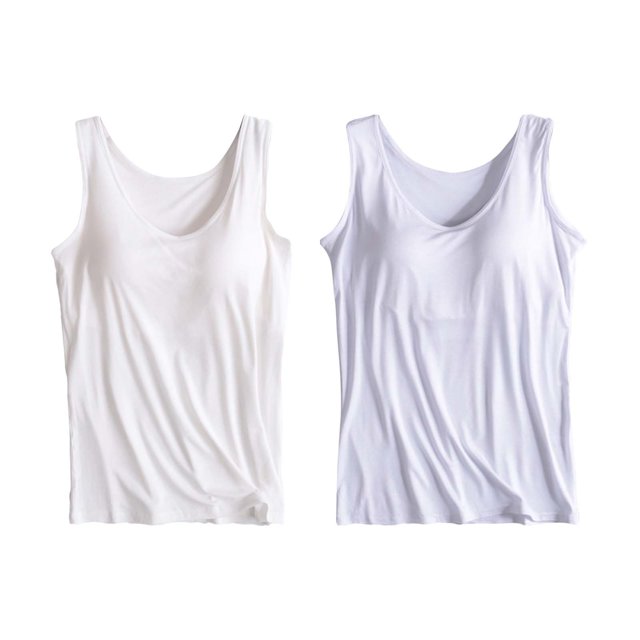 Womens Cotton Camisole Adjustable Camisole With Frame Bra Stretch Undershirt