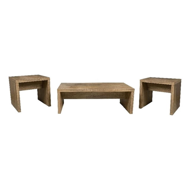 Lynette Ensemble Rectangulaire de 3 Pcs pour Table Basse et Bout de Canapé Mangue