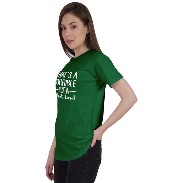 Inkmeso Women Quote Top That's A Horrible Idea What Time? Graphic Print Tee T-Shirt