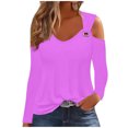 thumbnail image 1 of Yuyuzo Womens Tunic Tops Cold Shoulder Long Sleeve Shirts Loose Solid Color Lightweight Tee Tops, 1 of 5