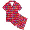 thumbnail image 1 of MIASHUI Girls Pajamas Set Flower Pattern Button-Down Sleepwear 2 Piece Nightwear,Red,10-11 Years, 1 of 4