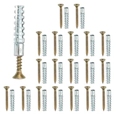 Uxcell 20 Pcs Ancres Murales Creuses pour Cloison Sèche avec Vis, 0,16 x 1,38 Pieds' Kit d'Ancres Murales en Acier Robuste, Ancres Murales Sèches pour Mur en Béton Mur en Plâtre, Argent