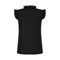 thumbnail image 4 of Timegard Tank Tops for Women Crew Neck Ruffle Sleeve Ruched Solid Color Comfy Work Casual Tunic Tops, 4 of 5