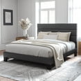 thumbnail image 1 of Allewie Queen Size Platform Bed Frame with Fabric Upholstered Headboard, Navy Blue, 1 of 7
