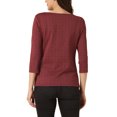 thumbnail image 3 of INSPIRE CHIC Haut à Carreaux Pied-de-Poule pour Femme Manches 3/4 Encolure Bateau Extensible Blouse de Bureau S Carreaux Rouges, 3 of 6