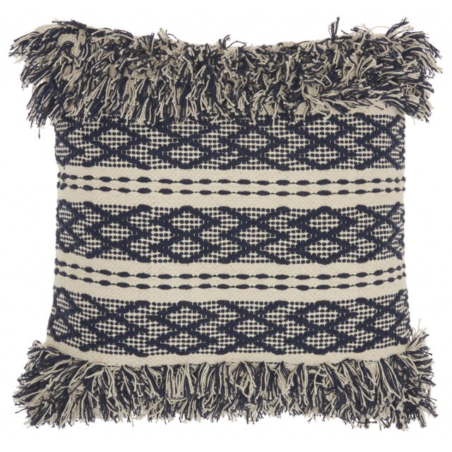 homeroots Décoration Intérieure 386111 Bleu Marine et Ivoire Texturé Coussin