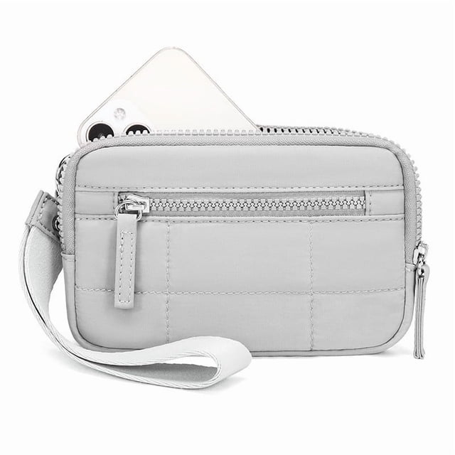 Chmadoxn Coffres de Rangement, Organisateurs et Rangement de Garde-Robe, Organisation et Rangement, Portefeuille-Poignet pour Femmes en Nylon Matelassé avec Sangle et 3 Compartiments à Glissière Porte-Cartes de Voyage Porte-Poignet