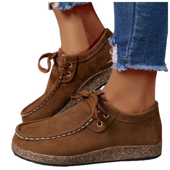 Leopard Penny Loafers Walking Shoes for Women Wide Feet 2025 Fashion Casual Suede Arch Support Orthopetic Flats Fall Ankle Booties Coffee Size 9