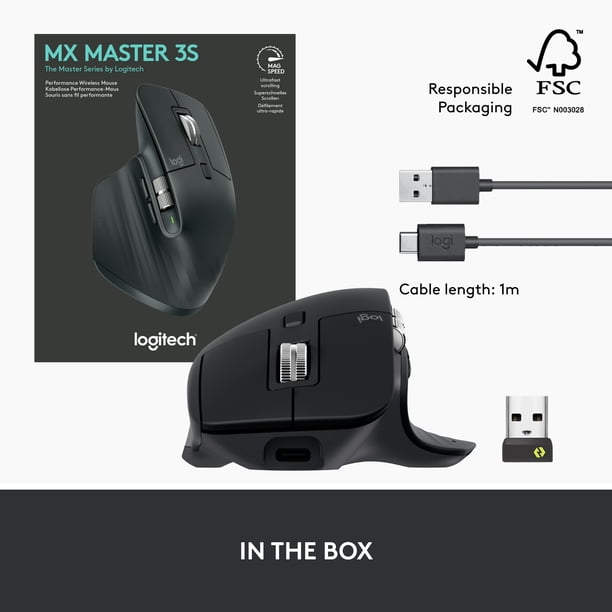 Logitech MX Master 3S, Wireless Performance Mouse, Ergo, 8K DPI