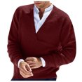 thumbnail image 3 of MIASHUI Men's Fall Winter Pullover V-Neck Solid Color Cardigan Knit Shirt Jacket Long Sleeve Comfort Coffee,XXL, 3 of 5