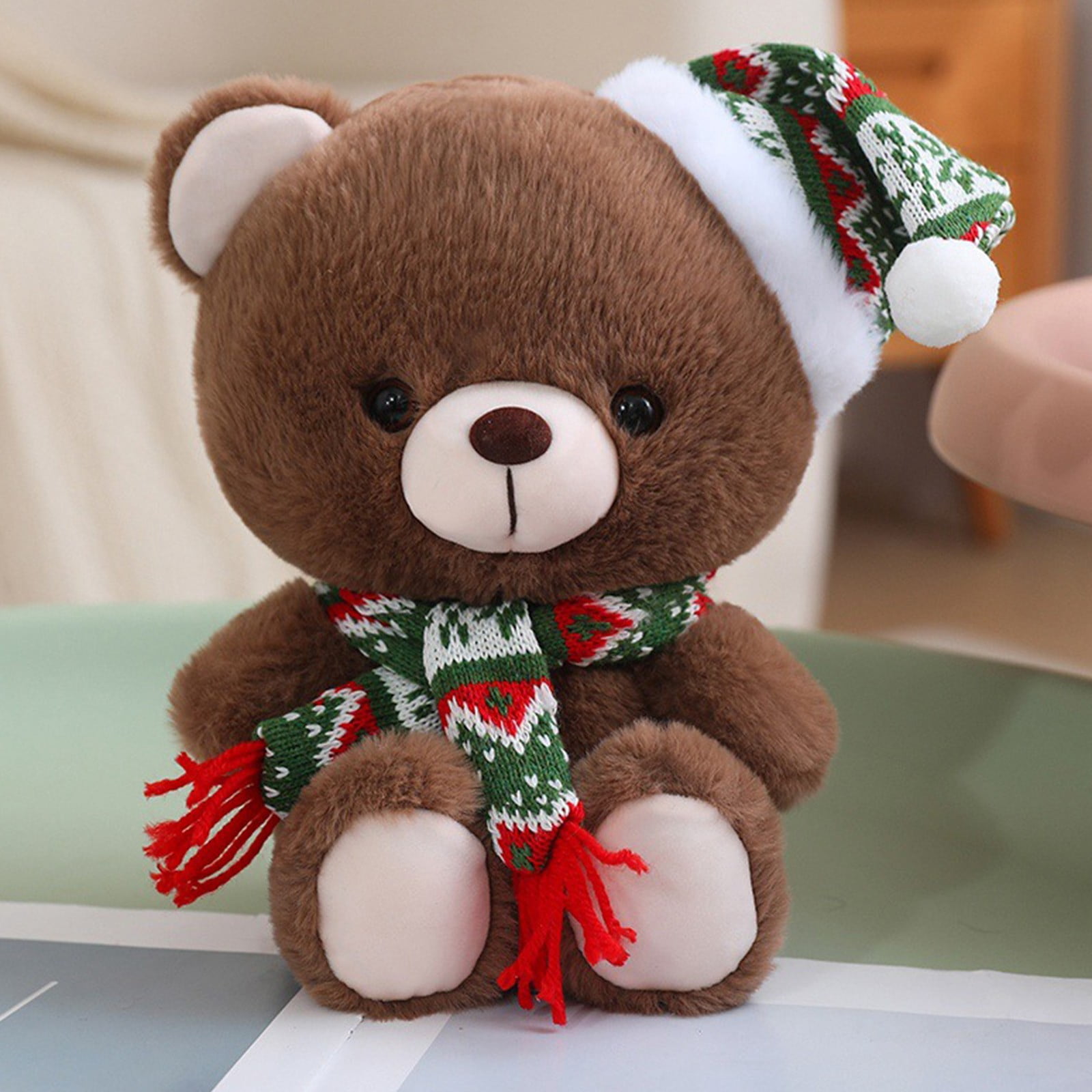 Hxlamzoo Kids Toys Christmas Hat Teddy Bear Plush Toy Pillow Teddy Bear Children's Cloth Doll Christmas Gift Boys and Girls Holiday Birthday Gift Toys Clearance Sale