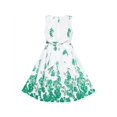 thumbnail image 4 of Robe Fille Verte Décontractée à Fleurs de Roses avec Double Nœud Papillon 4-5 Ans, 4 of 7