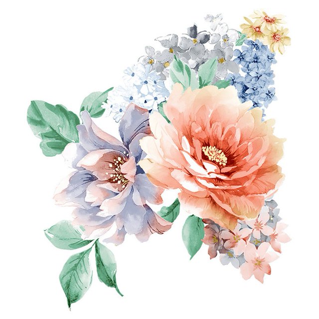Romantic Flowers Wall Sticker for Bathroom Toilet Seats Fridge Cupboard Decal