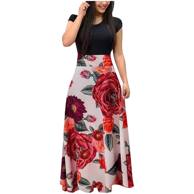 Cameland Robe Longue Décontractée de Plage pour Femme à Imprimé Floral Coloré Teinture sur Nœuds
