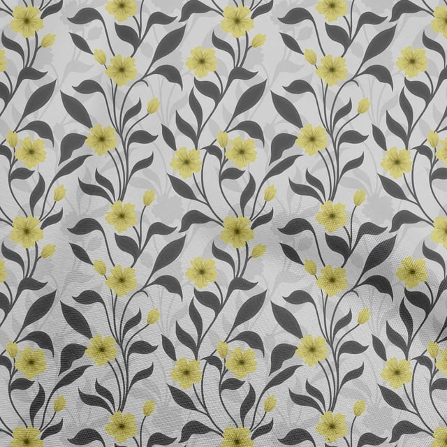oneOone Cotton Silk Yellow Fabric Floral Craft Projects Decor Fabric Printed By The Yard 42 Inch Wide