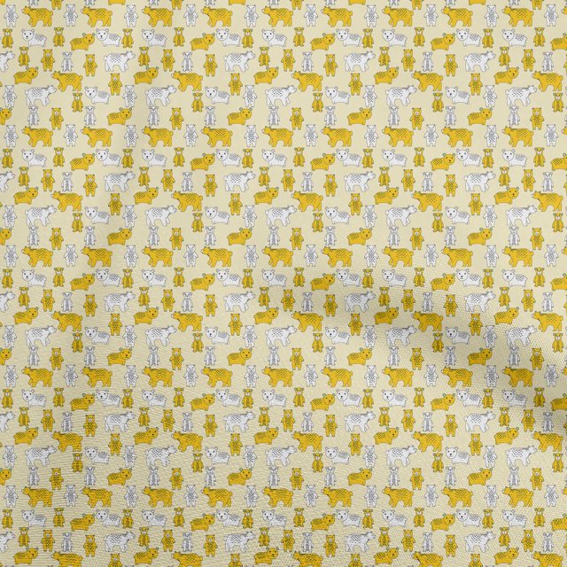 oneOone Silk Tabby Light Yellow Fabric Animal Craft Projects Decor Fabric Printed By The Yard 42 Inch Wide