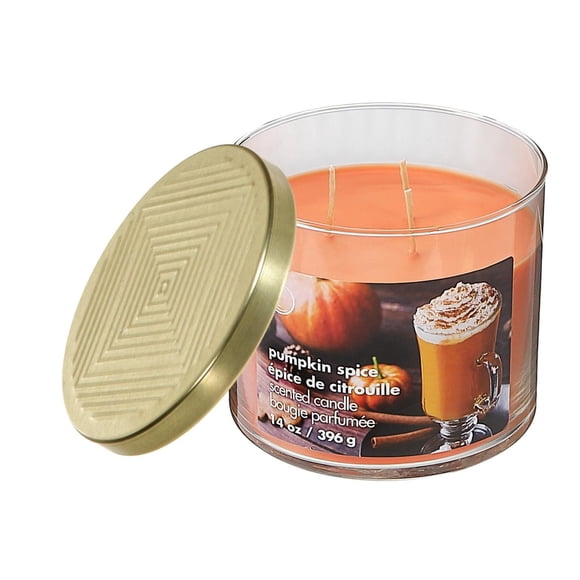 14 Oz 3 Wick Bougie Pot Avec Couvercle (Pumpkin Spice)