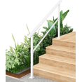thumbnail image 1 of Main Courante en Métal Robuste pour 1 à 5 Marches Extérieures, Aluminium et Fer Forgé, Rampe d'Escalier à Hauteur Réglable, Blanc, Intérieur/extérieur, Main Courante 5 Marches, 1 of 1